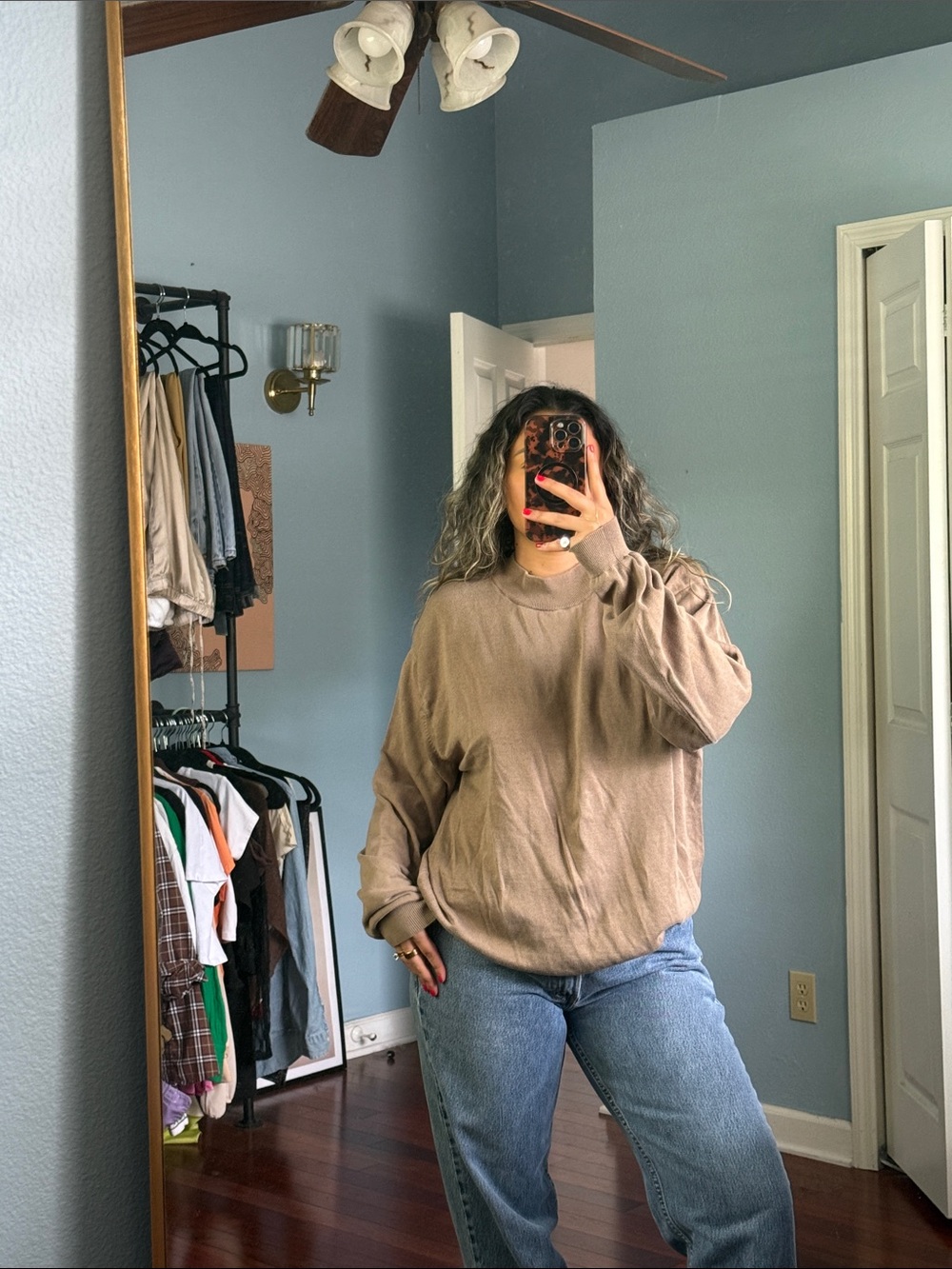 silk x cotton mock neck sweater